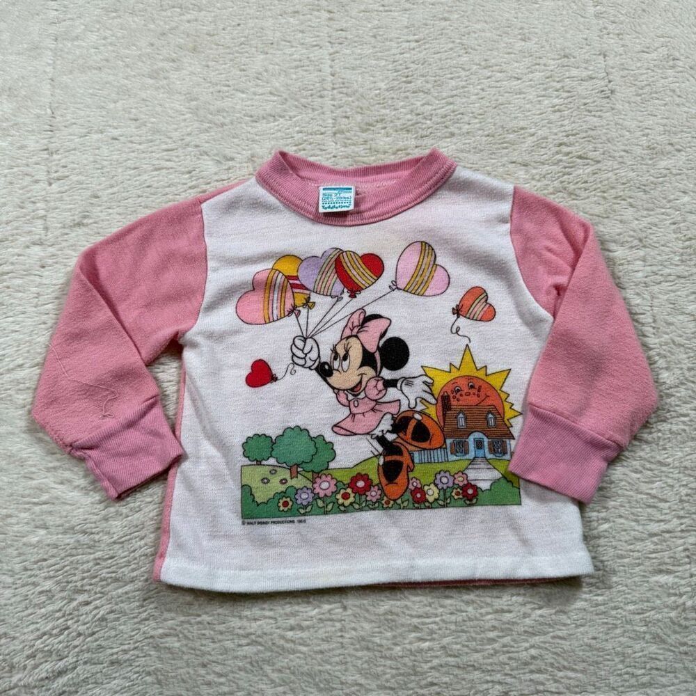Vintage Minnie Mouse Disney Girls Toddler Pajama Shirt